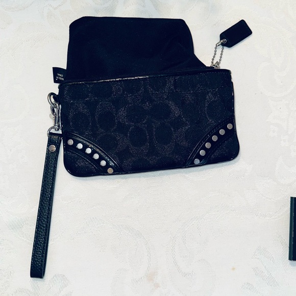 Coach Signature Studded Black Wristlet – Style F48111 - Picture 5 of 6